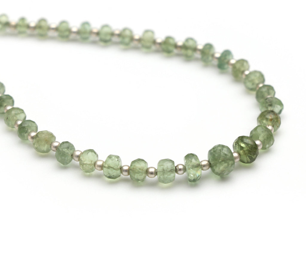 Mint Apatite Faceted Roundel Beads - 4 mm to 7 mm - Mint Apatite Beads - Gem Quality , 8 Inch/ 20 Cm Full Strand, Price Per Strand - National Facets, Gemstone Manufacturer, Natural Gemstones, Gemstone Beads