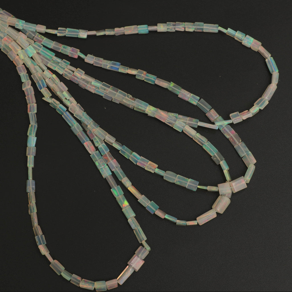 Natural Ethiopian Opal Smooth Rectangle Beads | 3x3.5 mm to 4x8 mm | 8 Inches/ 18 Inches Full Strand | Price Per Strand - National Facets, Gemstone Manufacturer, Natural Gemstones, Gemstone Beads