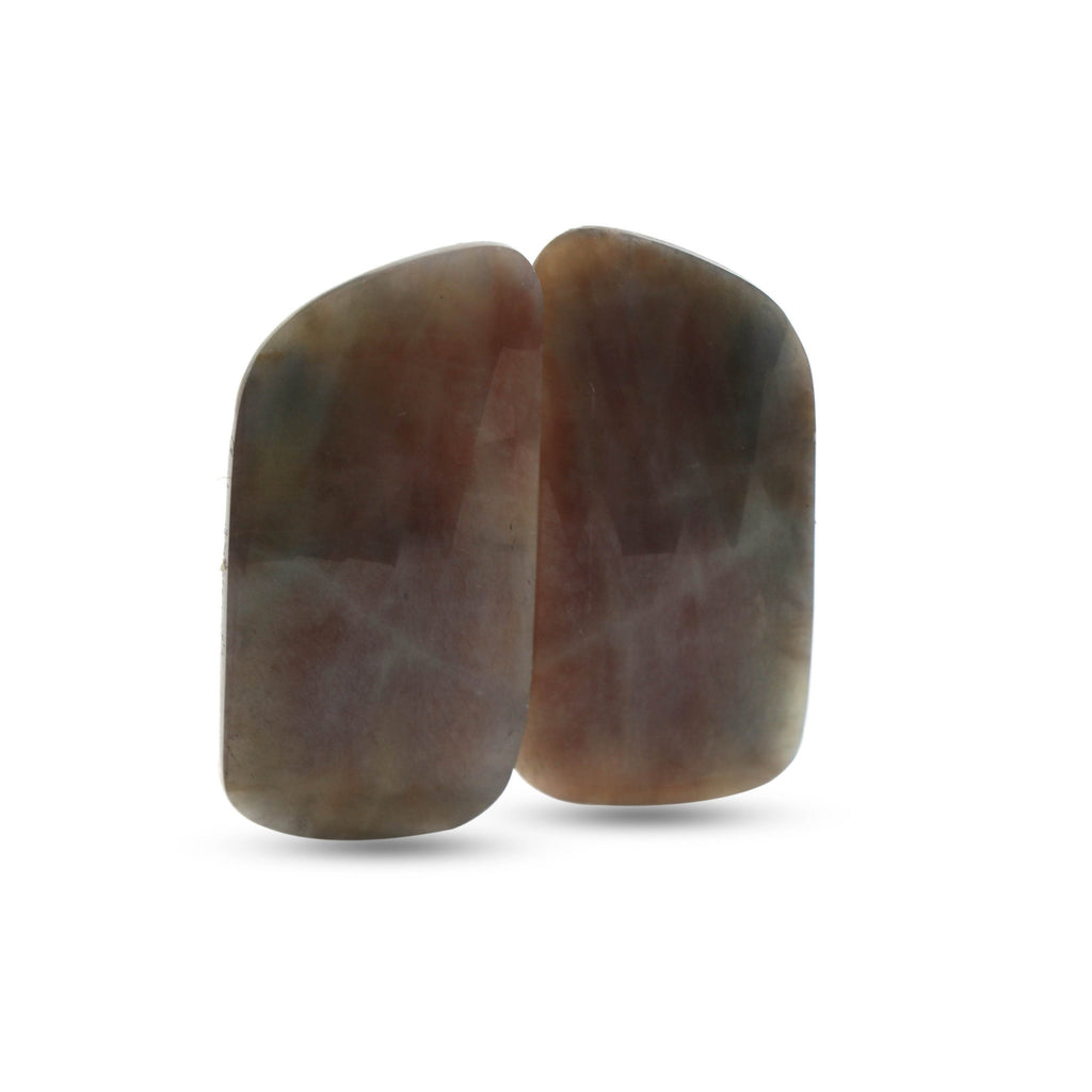 Natural Brown Sapphire Organic Faceted Loose Gemstone -39x19mm- Brown Sapphire Organic ,Loose Gemstone, Pair (2 Pieces) - National Facets, Gemstone Manufacturer, Natural Gemstones, Gemstone Beads