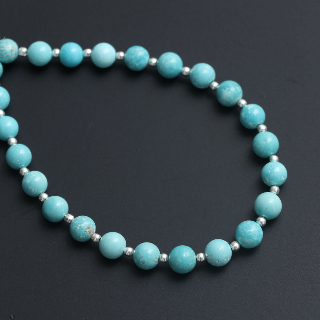 Rare 100% Natural Turquoise Smooth Balls Beads, 6 mm to 7 mm - Turquoise Round - Gem Quality, 8 Inch / 16 Inch Full Strand, Price Per Strand - National Facets, Gemstone Manufacturer, Natural Gemstones, Gemstone Beads