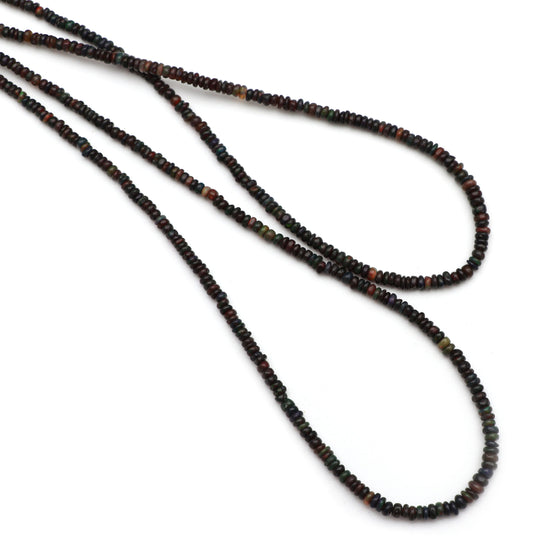 Black Opal Smooth Roundel Beads, 2.5 mm to 3.5 mm, Opal Jewelry Making Beads, 8 Inch/ 20 Cm Full Strand, Price Per Strand