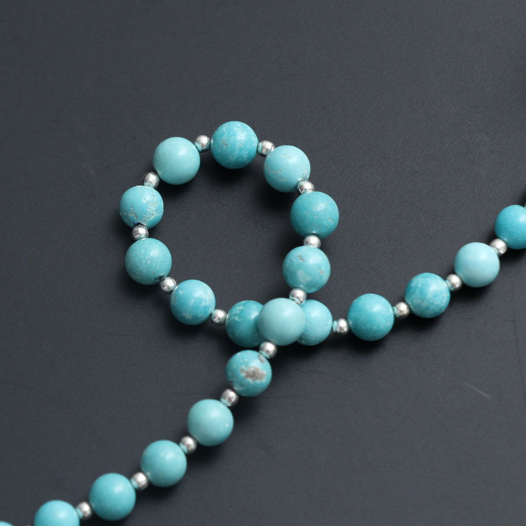 Rare 100% Natural Turquoise Smooth Balls Beads, 6 mm to 7 mm - Turquoise Round - Gem Quality, 8 Inch / 16 Inch Full Strand, Price Per Strand - National Facets, Gemstone Manufacturer, Natural Gemstones, Gemstone Beads