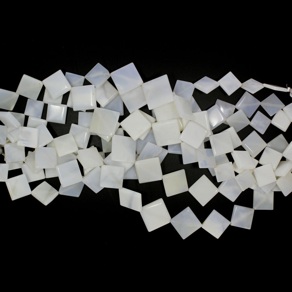 White Opal Square Smooth Flat , 10.5 MM to 15.5 MM, White Opal, 8 Inch ,Price Per Strand - National Facets, Gemstone Manufacturer, Natural Gemstones, Gemstone Beads