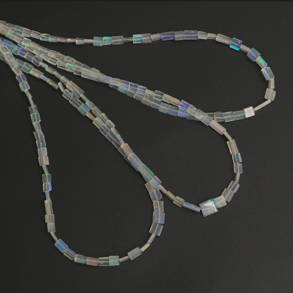 Natural Ethiopian Opal Smooth Rectangle Beads | 3x4 mm to 4x8 mm | 8 Inches/ 18 Inches Full Strand | Price Per Strand - National Facets, Gemstone Manufacturer, Natural Gemstones, Gemstone Beads