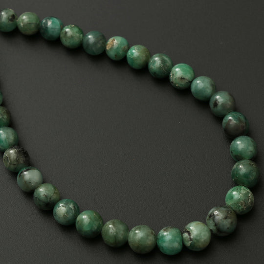 Natural Emerald Round Smooth Beads, 6 mm to 7.5 mm, Emerald Jewelry Making Beads, 8 Inch/ 20 Cm Full Strand, Price Per Strand