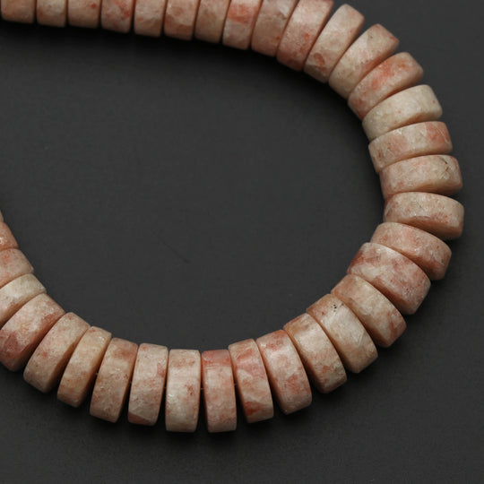 サンストーン スムース コイン ビーズ、12 mm、サンストーン ジュエリー メイキング ビーズ、8 インチ/20 cm フル ストランド、1 ストランドあたりの価格