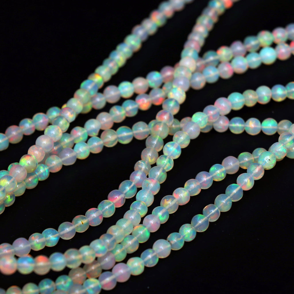 Natural Ethiopian Opal Smooth Round Balls Beads - 5 mm- Gem Quality , 8 Inches / 18 Inches Full Strand, Price Per Strand - National Facets, Gemstone Manufacturer, Natural Gemstones, Gemstone Beads