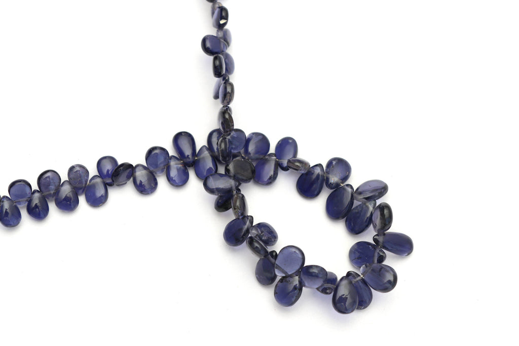 Natural Iolite Smooth Pears Beads - Iolite Smooth - 5.5 mm to 6 mm - Iolite Pear - Gem Quality , 8 Inch/ 20 Cm Full Strand, Price Per Strand - National Facets, Gemstone Manufacturer, Natural Gemstones, Gemstone Beads