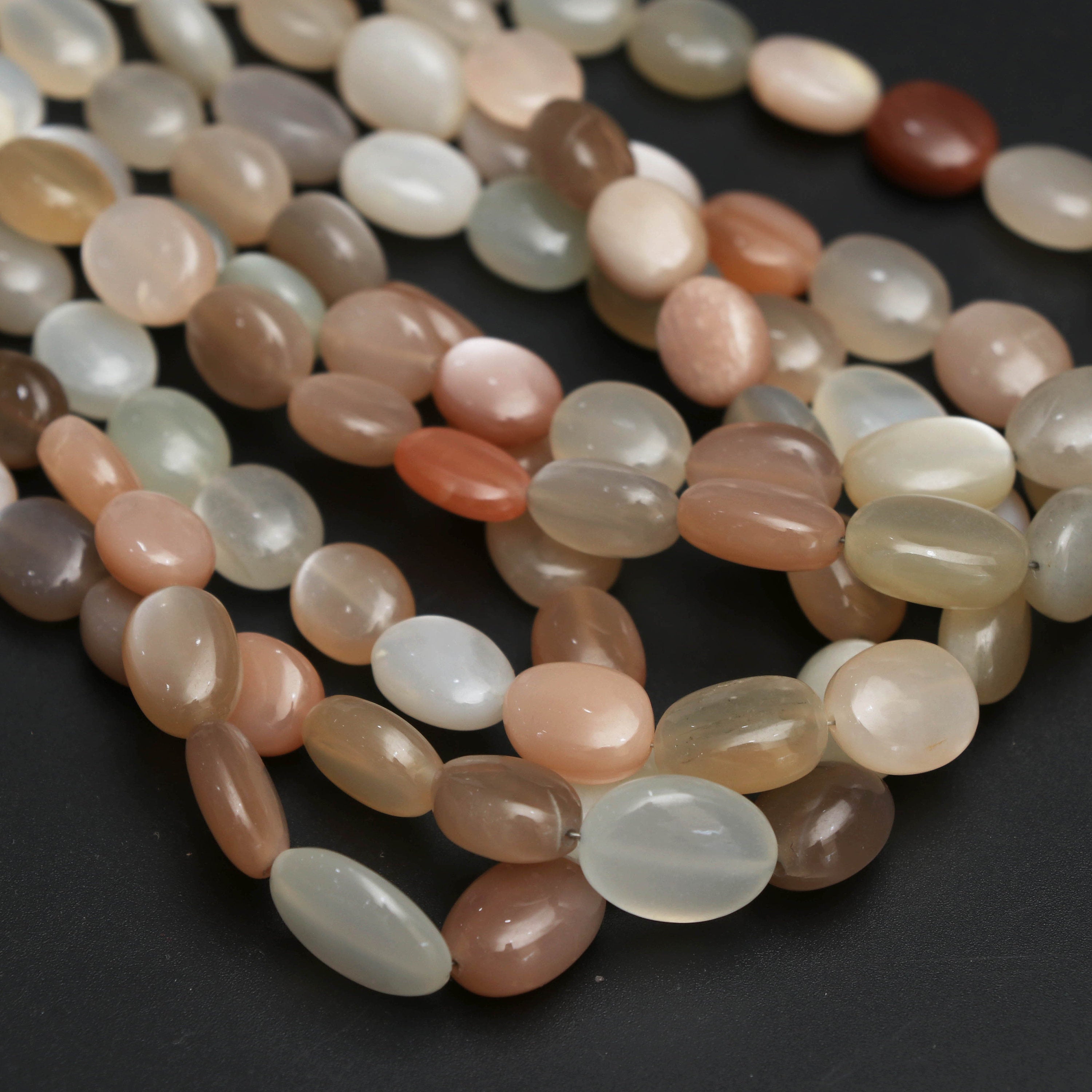 Multi Moonstone Smooth Oval Beads, 6x7 mm to 11x14 mm, Moonstone Jewel –  National Facets