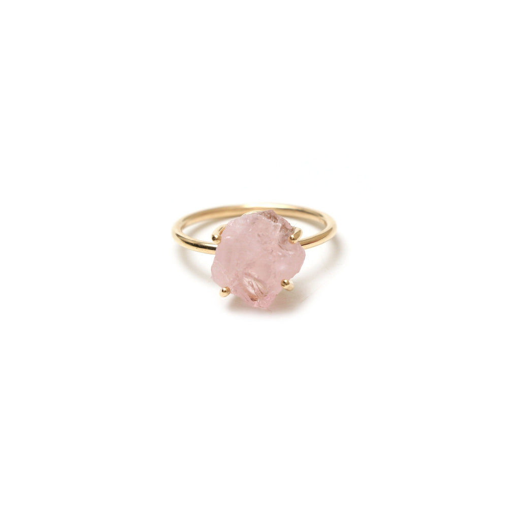 Morganite Rough Gemstone Prong Ring, 925 Sterling Silver Gold Plated ,Gift For Her, Set Of 5 Pieces - National Facets, Gemstone Manufacturer, Natural Gemstones, Gemstone Beads