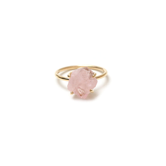 Morganite Rough Gemstone Prong Ring, 925 Sterling Silver Gold Plated , Set Of 5 Pieces
