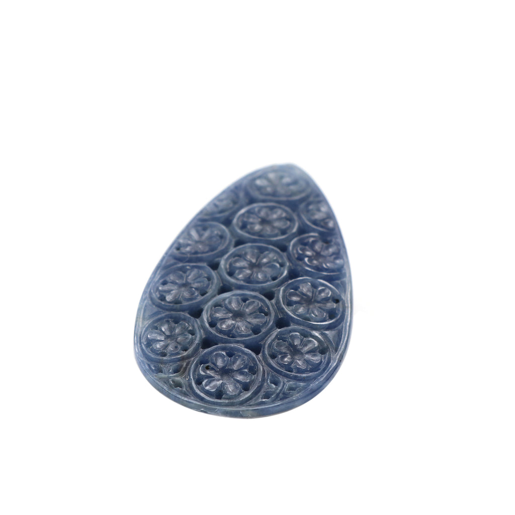 Natural Blue Sapphire Carving Pear Loose Gemstone - 59x31mm - Sapphire Pear , Sapphire Carving Loose Gemstone ,1 Pieces - National Facets, Gemstone Manufacturer, Natural Gemstones, Gemstone Beads