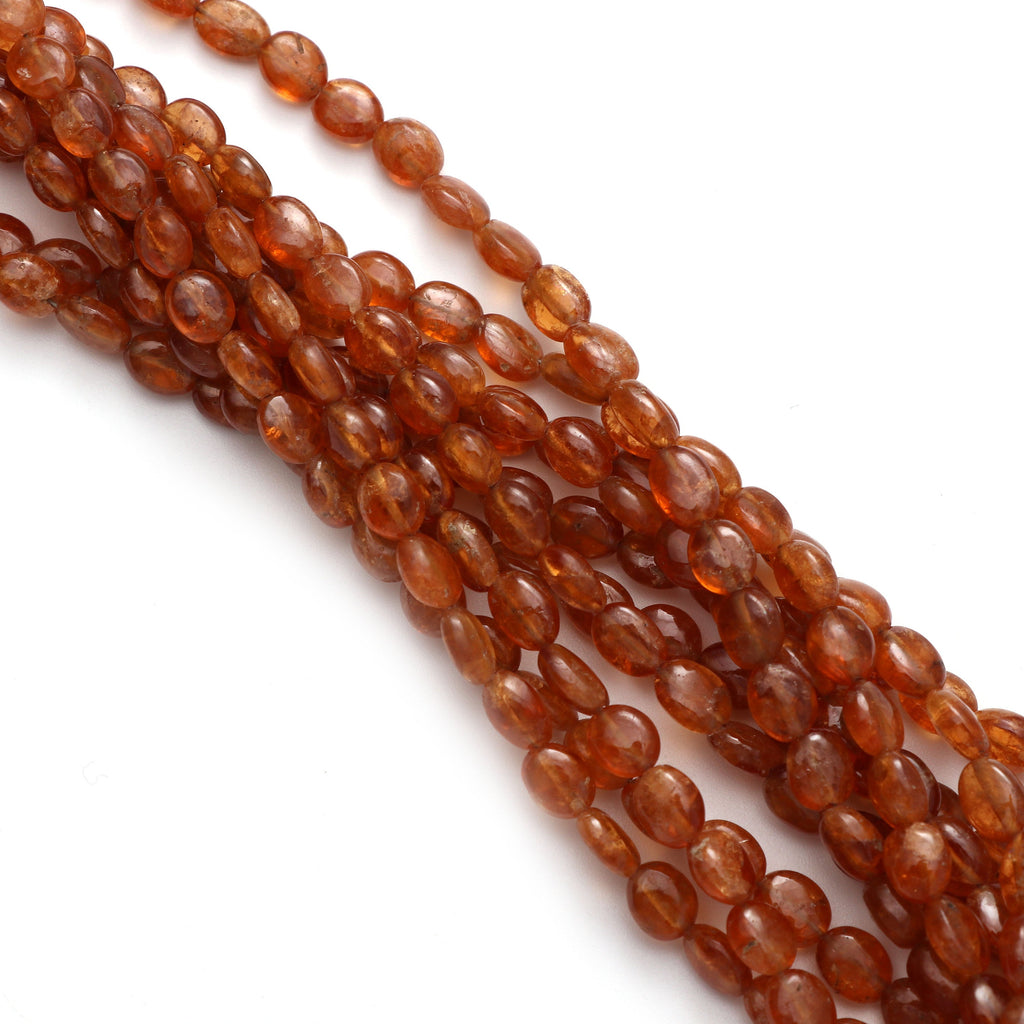 Hessonite Smooth Oval Beads, 5x4 mm to 7x6 mm, Hessonite Beads - Gem Quality , 18 Inch/ 46 Cm Full Strand, Price Per Strand - National Facets, Gemstone Manufacturer, Natural Gemstones, Gemstone Beads