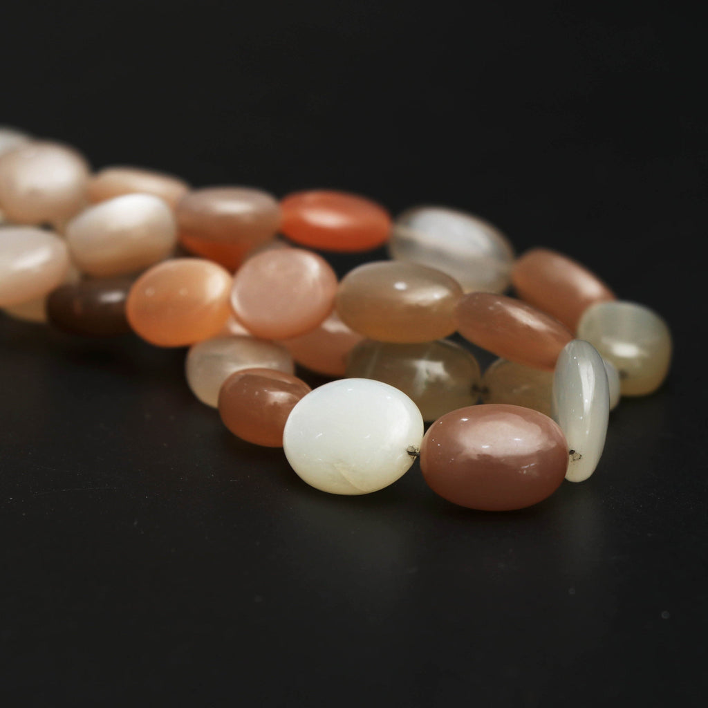 Multi Moonstone Smooth Oval Beads - 6x7 mm to 11x14 mm -Multi Moonstone Gemstone- Gem Quality , 8 Inch/18 Inch Full Strand, Price Per Strand - National Facets, Gemstone Manufacturer, Natural Gemstones, Gemstone Beads