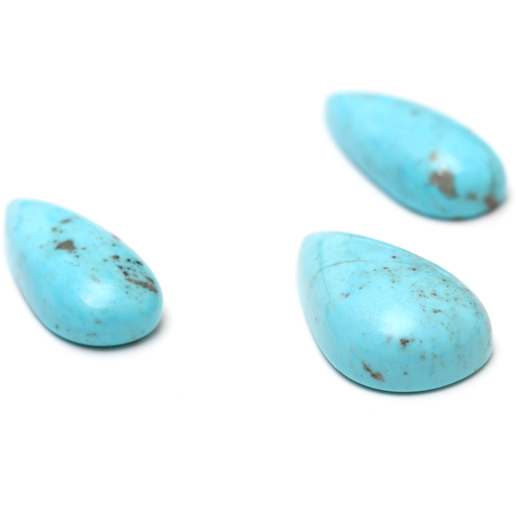 AAA Quality Natural Turquoise Smooth Pear Cabochon Gemstone | 14x33 mm to 20x34 mm | Gemstone Cabochon | Set of 3 Pieces - National Facets, Gemstone Manufacturer, Natural Gemstones, Gemstone Beads