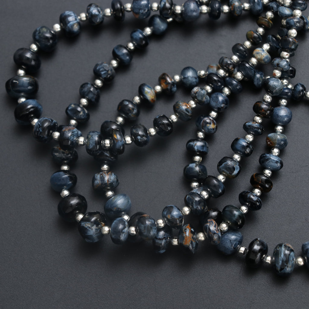 Rare 100% Natural Top Quality Pietersite Smooth Rondelle Beads- 4 mm to 8 mm - Pietersite Gemstone, Gem Quality, 8 Inch, Price Per Strand - National Facets, Gemstone Manufacturer, Natural Gemstones, Gemstone Beads