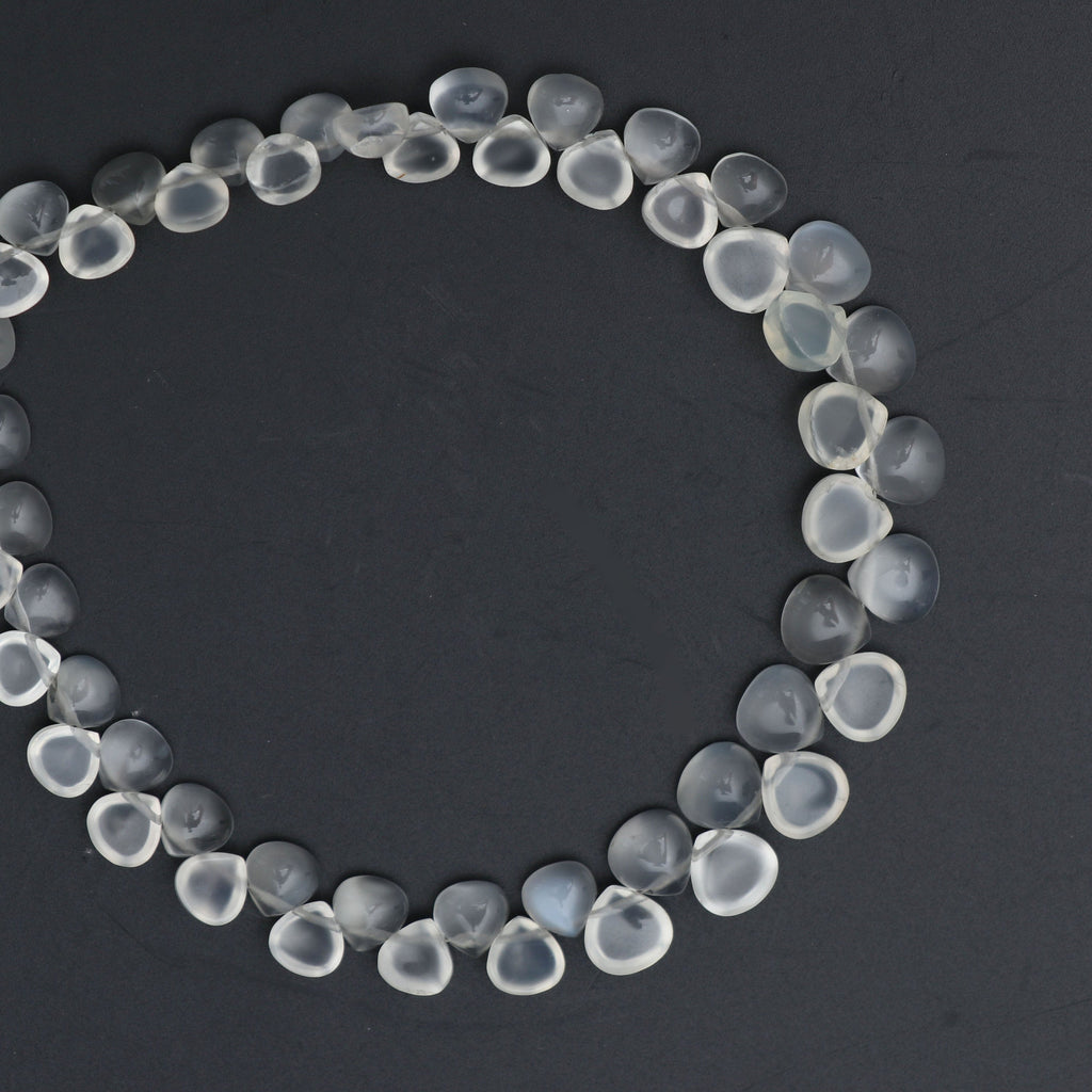 White Moonstone Heart Smooth Beads, 5x5 mm to 6x6 mm -White Moonstone Cabs - Gem Quality , 8 Inch/ 20 Cm Full Strand, Price Per Strand - National Facets, Gemstone Manufacturer, Natural Gemstones, Gemstone Beads