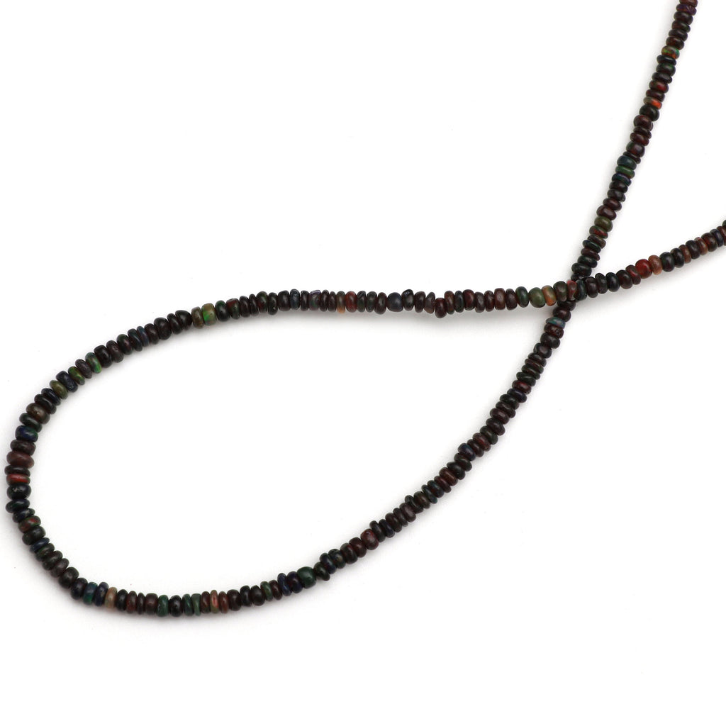 Black Opal Smooth Roundel Beads, Opal Smooth - 2.5 mm to 3.5 mm - Black Opal - Gem Quality , 8 Inch/ 20 Cm Full Strand, Price Per Strand - National Facets, Gemstone Manufacturer, Natural Gemstones, Gemstone Beads