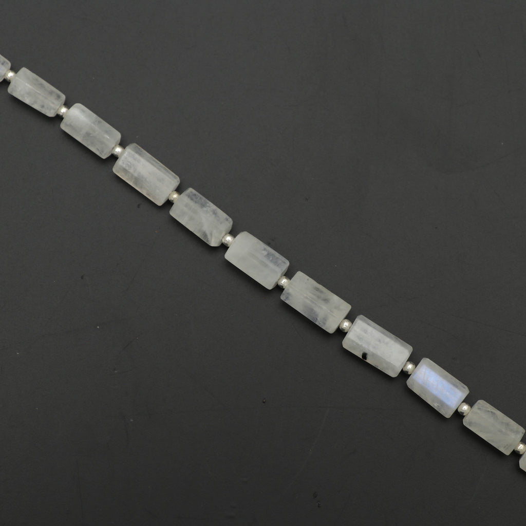 Natural Rainbow Moonstone Smooth Cylinder Beads - 6.5x10mm to 7x12mm - Rainbow Moonstone - Gem Quality, 8 Inch Full Strand, Price Per Strand - National Facets, Gemstone Manufacturer, Natural Gemstones, Gemstone Beads