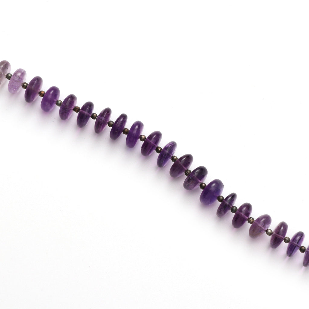 Amethyst Roundel Smooth Beads, 9 mm to 10 mm, Amethyst Smooth, Amethyst Beads, Amethyst strand , 8 Inch/20 Cm Full Strand, Price Per Strand - National Facets, Gemstone Manufacturer, Natural Gemstones, Gemstone Beads