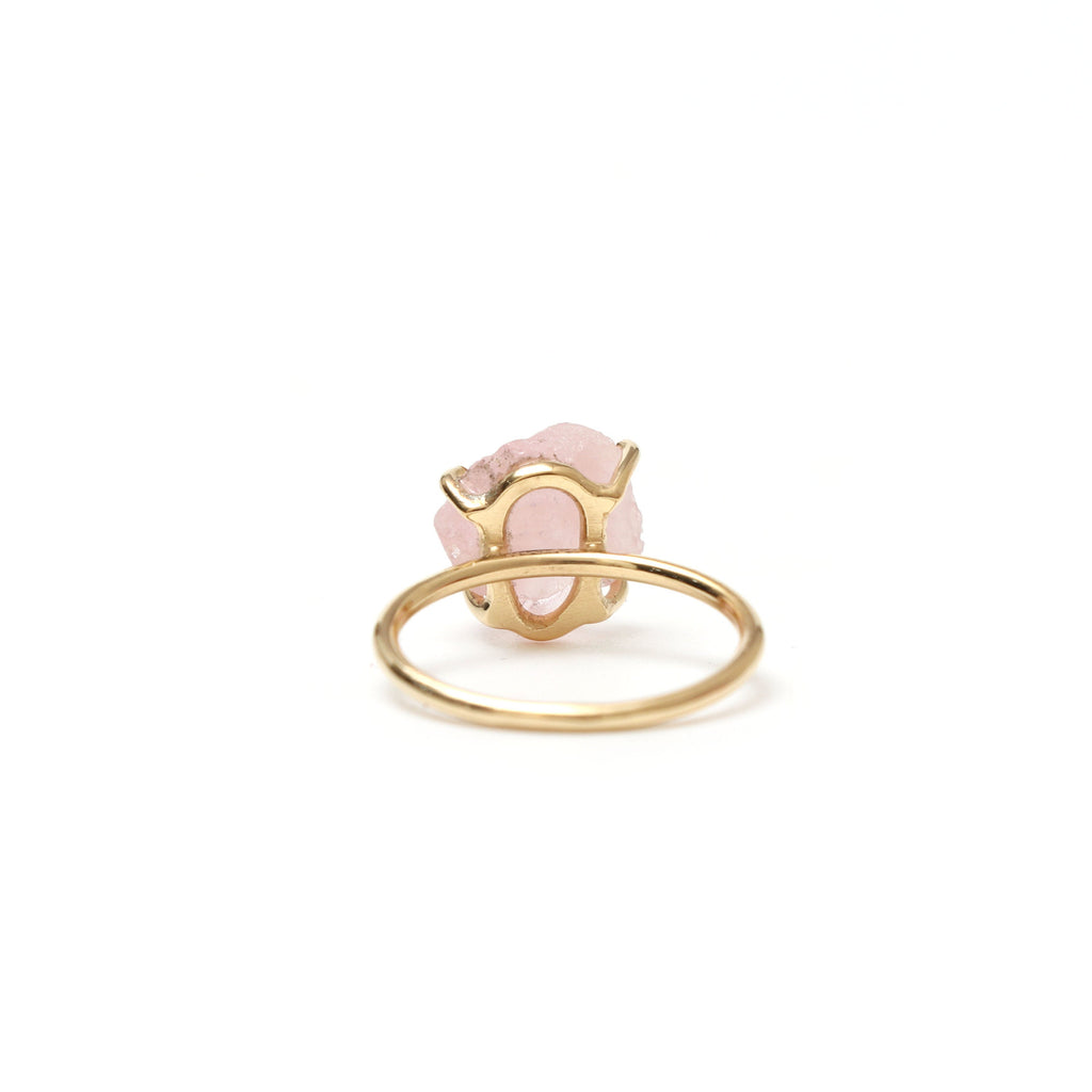 Morganite Rough Gemstone Prong Ring, 925 Sterling Silver Gold Plated ,Gift For Her, Set Of 5 Pieces - National Facets, Gemstone Manufacturer, Natural Gemstones, Gemstone Beads