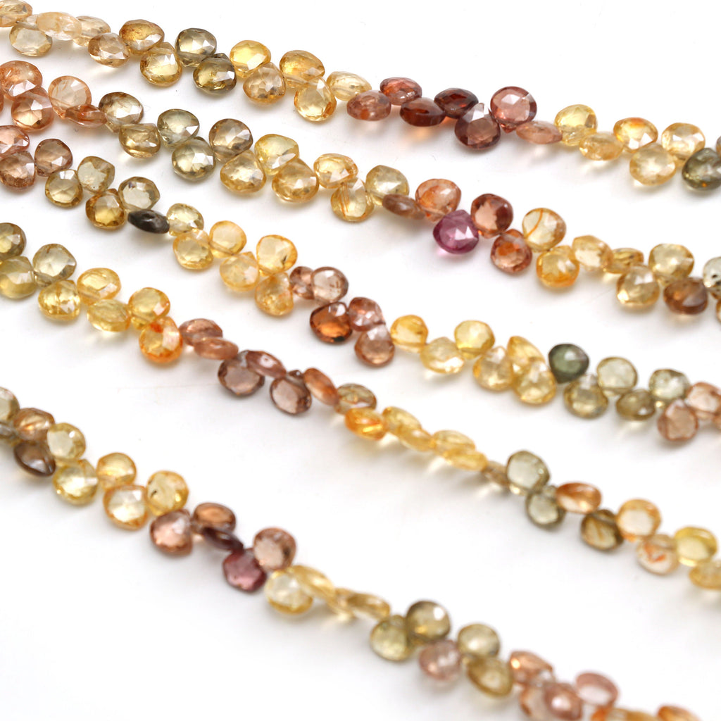 Natural Golden Zircon Faceted Heart Beads | Zircon Shaded Heart Beads | 5 mm to 5.5 mm | 8 Inch/ 16 Inch Full Strand | Price Per Strand - National Facets, Gemstone Manufacturer, Natural Gemstones, Gemstone Beads