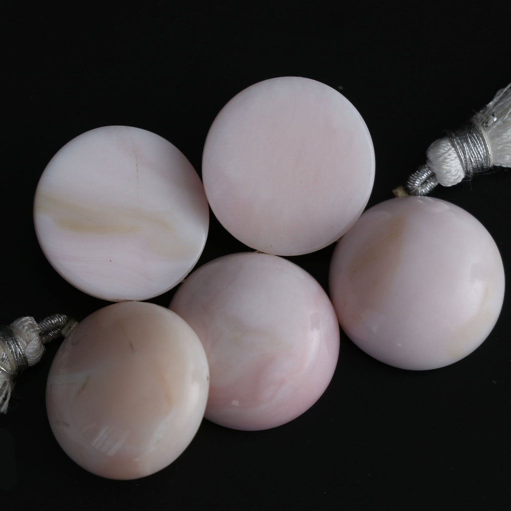 Pink Opal Round Smooth Beads -20 mm- Pink Opal One Side Cabs Gemstone - Gem Quality , 5 Cm Full Strand, Price Per Strand - National Facets, Gemstone Manufacturer, Natural Gemstones, Gemstone Beads