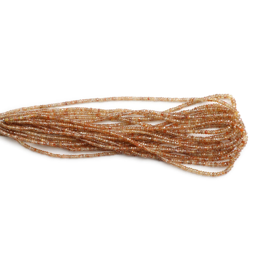 Natural Golden Zircon Faceted Roundelle Beads | Zircon beads | 3 mm to 5 mm | 8 Inch/ 16 Inch/ 18 Inch Full Strand | Price Per Strand - National Facets, Gemstone Manufacturer, Natural Gemstones, Gemstone Beads