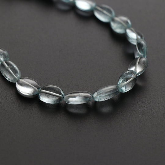 7x6 to 10x7 MM Aquamarine Smooth Oval Shape Gemstone Beads