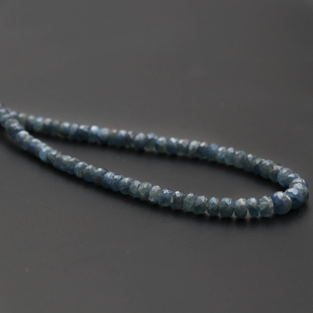 Blue Sapphire Faceted Roundel beads, 3.5 mm to 6 mm , Blue Sapphire Roundel, Blue Sapphire -Gem Quality , 8 Inch/16 Inch, Price Per Strand - National Facets, Gemstone Manufacturer, Natural Gemstones, Gemstone Beads