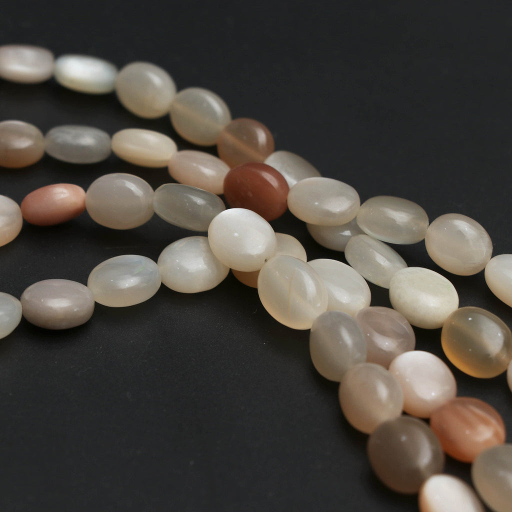 Multi Moonstone Smooth Oval Beads - 6x7 mm to 11x14 mm -Multi Moonstone Gemstone- Gem Quality , 8 Inch/18 Inch Full Strand, Price Per Strand - National Facets, Gemstone Manufacturer, Natural Gemstones, Gemstone Beads