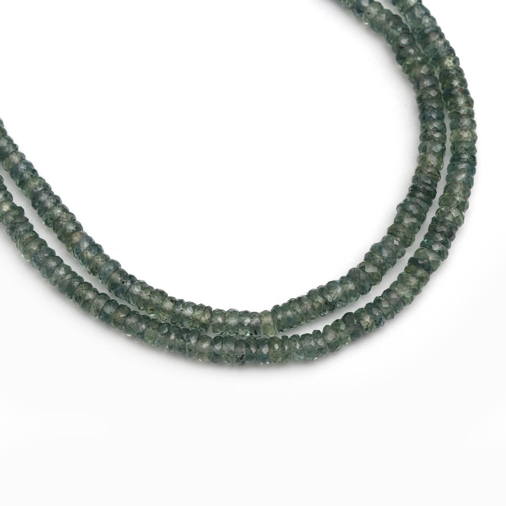Songea Sapphire Faceted Roundel Beads - 3 mm to 4 mm - Songea Sapphire - Gem Quality , 8 Inch/ 20 Cm Full Strand, Price Per Strand - National Facets, Gemstone Manufacturer, Natural Gemstones, Gemstone Beads