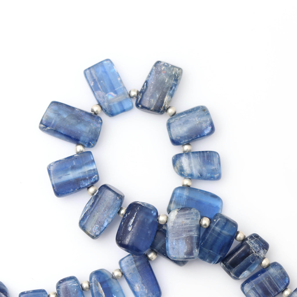 Kyanite Smooth Slice Side Drill Beads , Kyanite Side Drill -8x5 mm to 14x8 mm - Kyanite Smooth Slice -Gem Quality, 8 Inch, Price Per Strand - National Facets, Gemstone Manufacturer, Natural Gemstones, Gemstone Beads