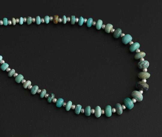 ターコイズ スムース ラウンデル ビーズ、3mm ～ 6mm、ターコイズ ジュエリー メイキング ビーズ、8 インチ / 20 cm フル ストランド、1 ストランドあたりの価格