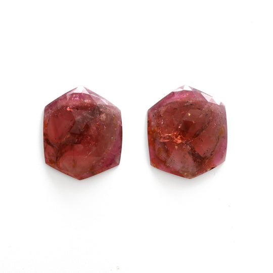 Natural Tourmaline Faceted (Rose Cut ) Hexagon, Loose Gemstone, 22x24 mm, Tourmaline Faceted Gemstone, Pair (2 Pcs)