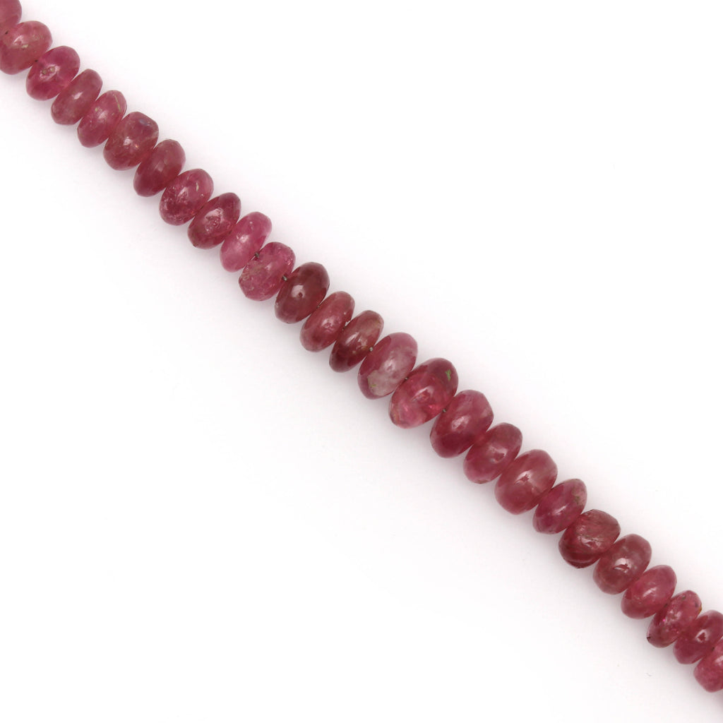 Pink Tourmaline Smooth Beads, Pink Tourmaline Rondelle Beads, 4 mm to 6 mm Tourmaline Plain Beads - Gem Quality, 8 Inch, Price Per Strand - National Facets, Gemstone Manufacturer, Natural Gemstones, Gemstone Beads