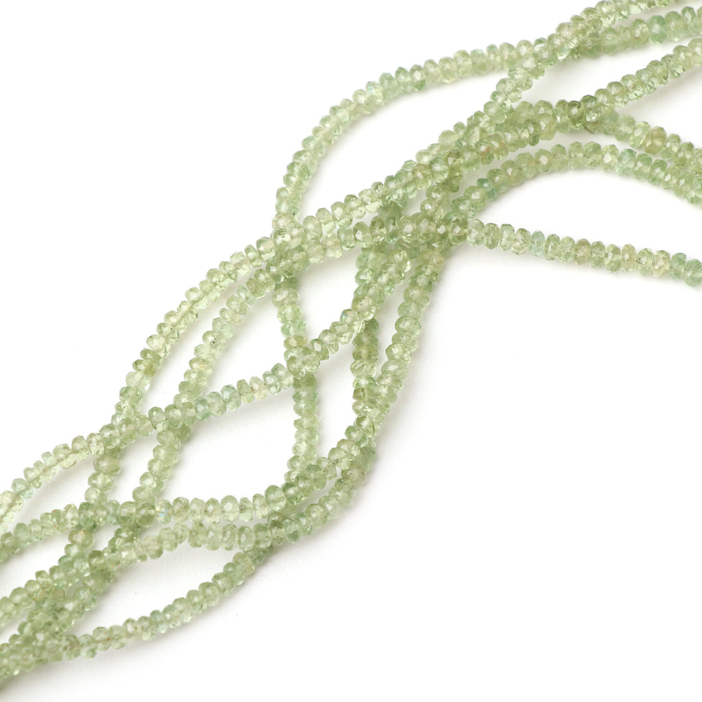 Apatite Faceted Rondelle Beads, Green Apatite Rondelle, 3.5 mm To 5 mm, 18 Inch Strand - National Facets, Gemstone Manufacturer, Natural Gemstones, Gemstone Beads