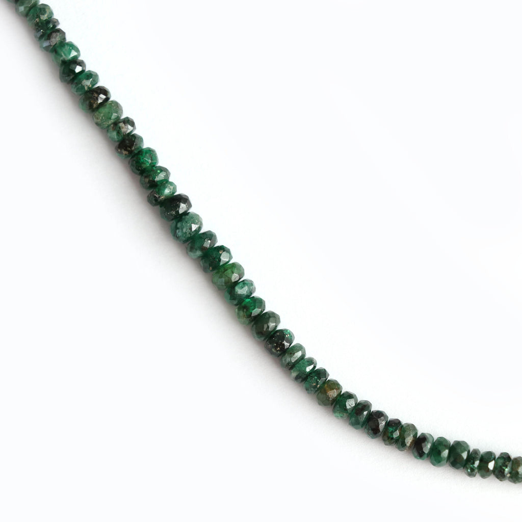 Emerald Faceted Roundel Beads - 4 mm to 5 mm - Emerald Gemstone- Gem Quality , 8 Inch/ 20 Cm Full Strand, Price Per Strand - National Facets, Gemstone Manufacturer, Natural Gemstones, Gemstone Beads