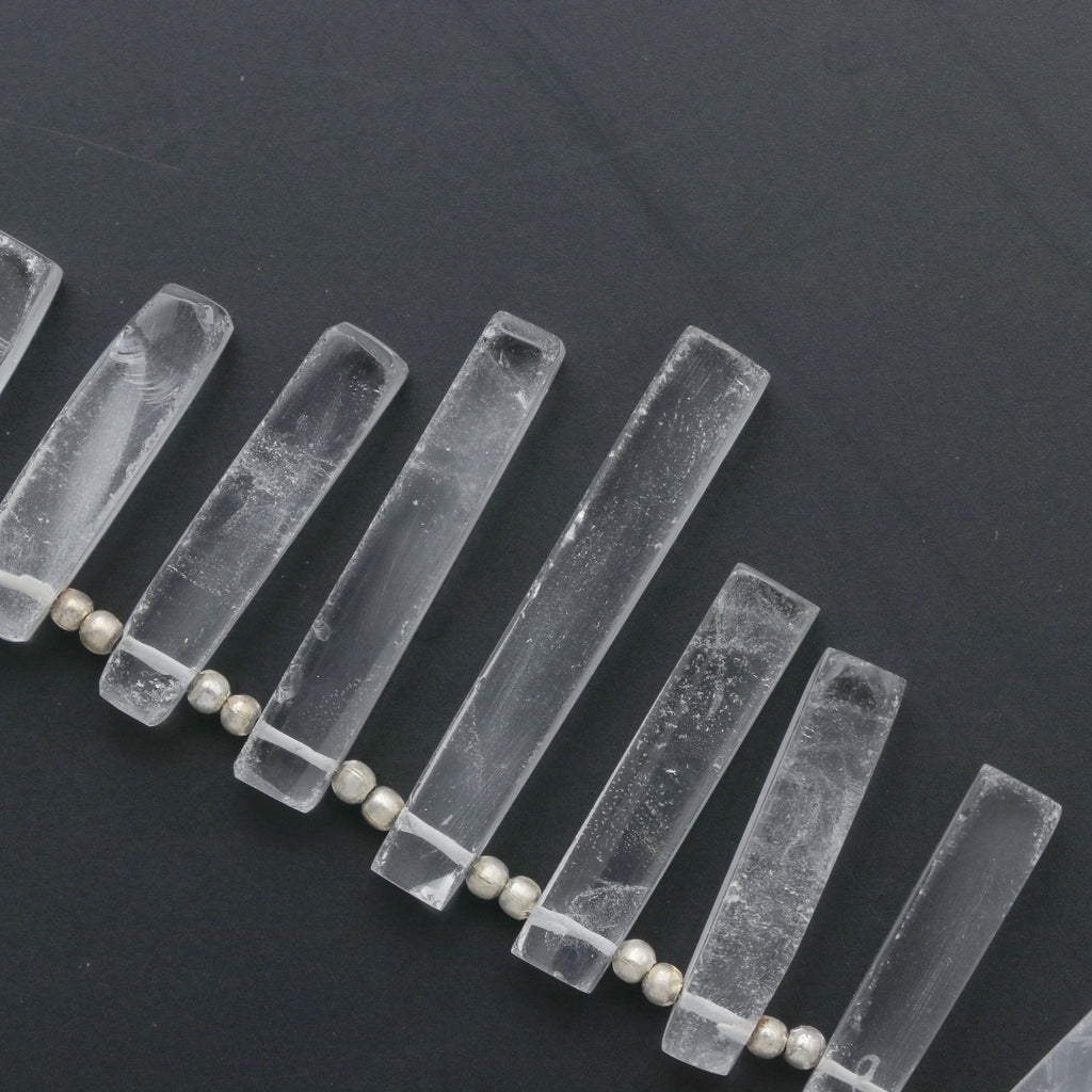 Crystal Smooth Long Slice, Cyrstal Long Slice, Smooth Slice Cyrstal- 14x5 to 25x5 mm - Crystal - Gem Quality , 5 Inch, Price Per Strand - National Facets, Gemstone Manufacturer, Natural Gemstones, Gemstone Beads
