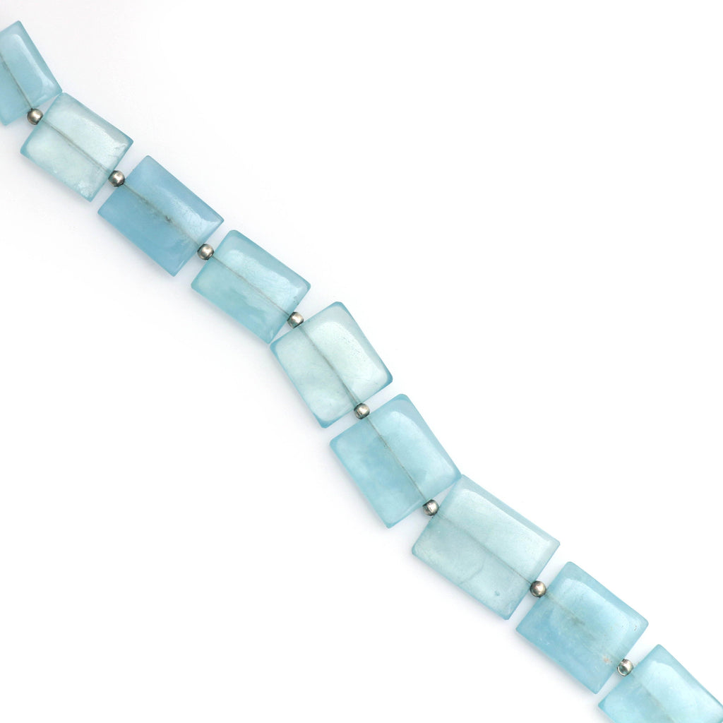 Aquamarine Smooth Rectangle Flat Beads, 10x13 MM to 14x18 MM, Aquamarine, 8 Inch ,Price Per Strand - National Facets, Gemstone Manufacturer, Natural Gemstones, Gemstone Beads