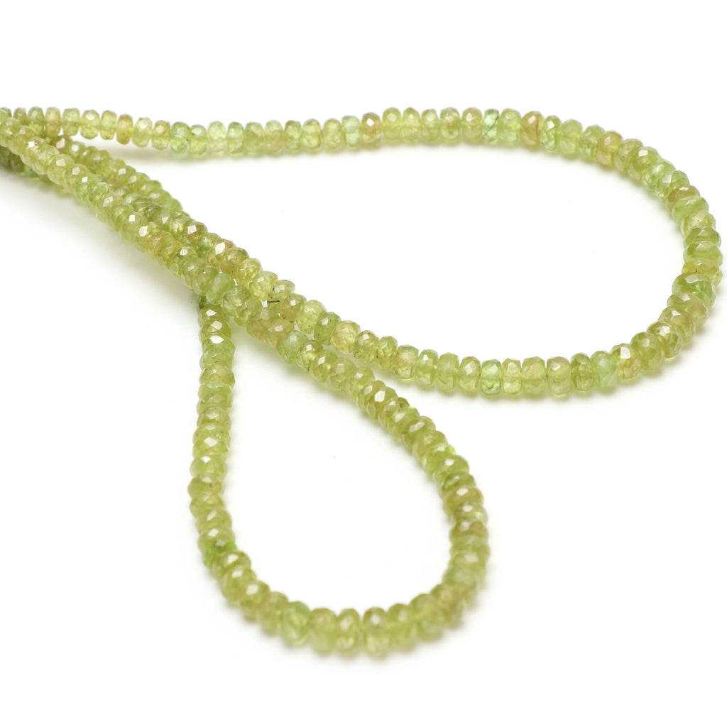 Sphene Faceted Roundel Beads, 3.5 mm to 6.5 mm, Sphene Roundel Beads - Gem Quality , 18 Inch Full Strand, Price Per Strand - National Facets, Gemstone Manufacturer, Natural Gemstones, Gemstone Beads