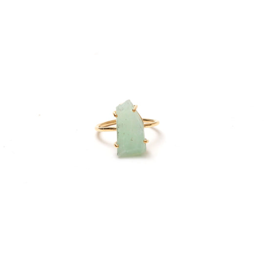 Mint Chrysoprase Rough Gemstone Prong Ring, 925 Sterling Silver Gold Plated , Set Of 5 Pieces