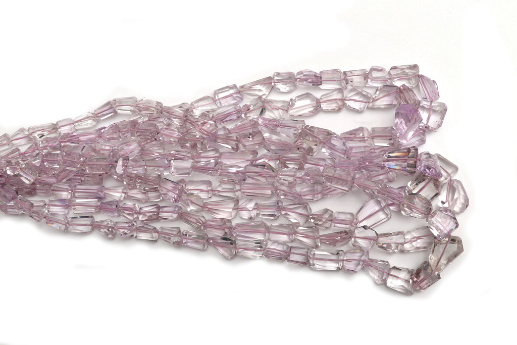 Pink Amethyst Faceted Tumble Beads, 8x11.5 mm to 15x20.5 mm, Amethyst ,Gem Quality, 8 Inch 6 Inch\ 18 Inch Full Strand, Price Per Strand - National Facets, Gemstone Manufacturer, Natural Gemstones, Gemstone Beads