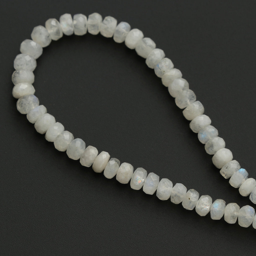Natural Rainbow Moonstone Faceted Roundel Beads, 3.5 mm to 5 mm, Rainbow Moonstone Strand, 8 Inch /16 Inch Full Strand, per strand price - National Facets, Gemstone Manufacturer, Natural Gemstones, Gemstone Beads