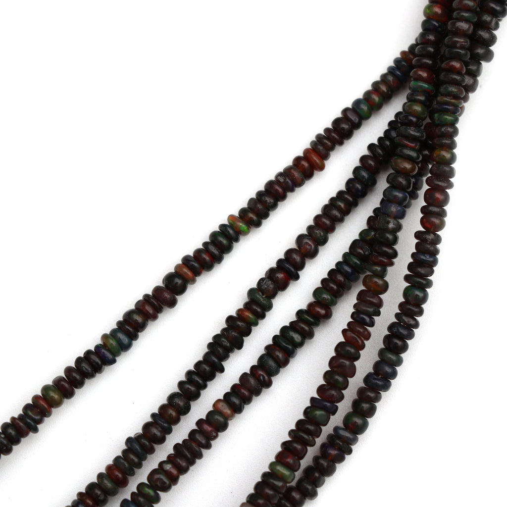 Black Opal Smooth Roundel Beads, Opal Smooth - 2.5 mm to 3.5 mm - Black Opal - Gem Quality , 8 Inch/ 20 Cm Full Strand, Price Per Strand - National Facets, Gemstone Manufacturer, Natural Gemstones, Gemstone Beads