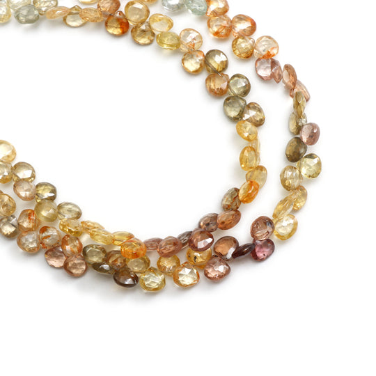 Natural Golden Zircon Faceted Heart Beads | 5 mm to 5.5 mm | Zircon Jewelry Making Beads | 8 Inch/ 16 Inch Full Strand | Price Per Strand