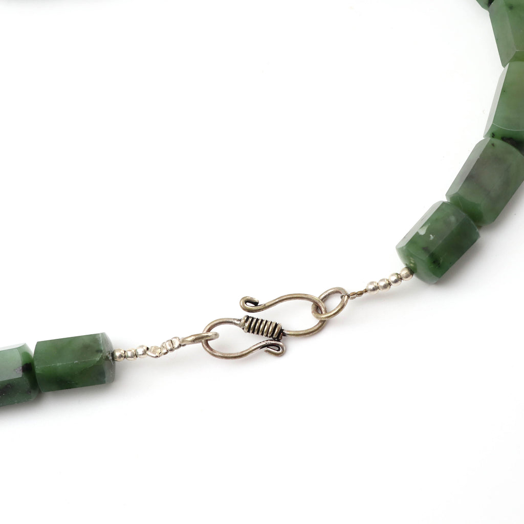 Emerald Faceted 10x13.5 mm to 10.5x15.5 mm Cylinder Beads, 18 Inch Necklace, 925 Sterling Silver S Clasp Hook, Price Per Necklace - National Facets, Gemstone Manufacturer, Natural Gemstones, Gemstone Beads