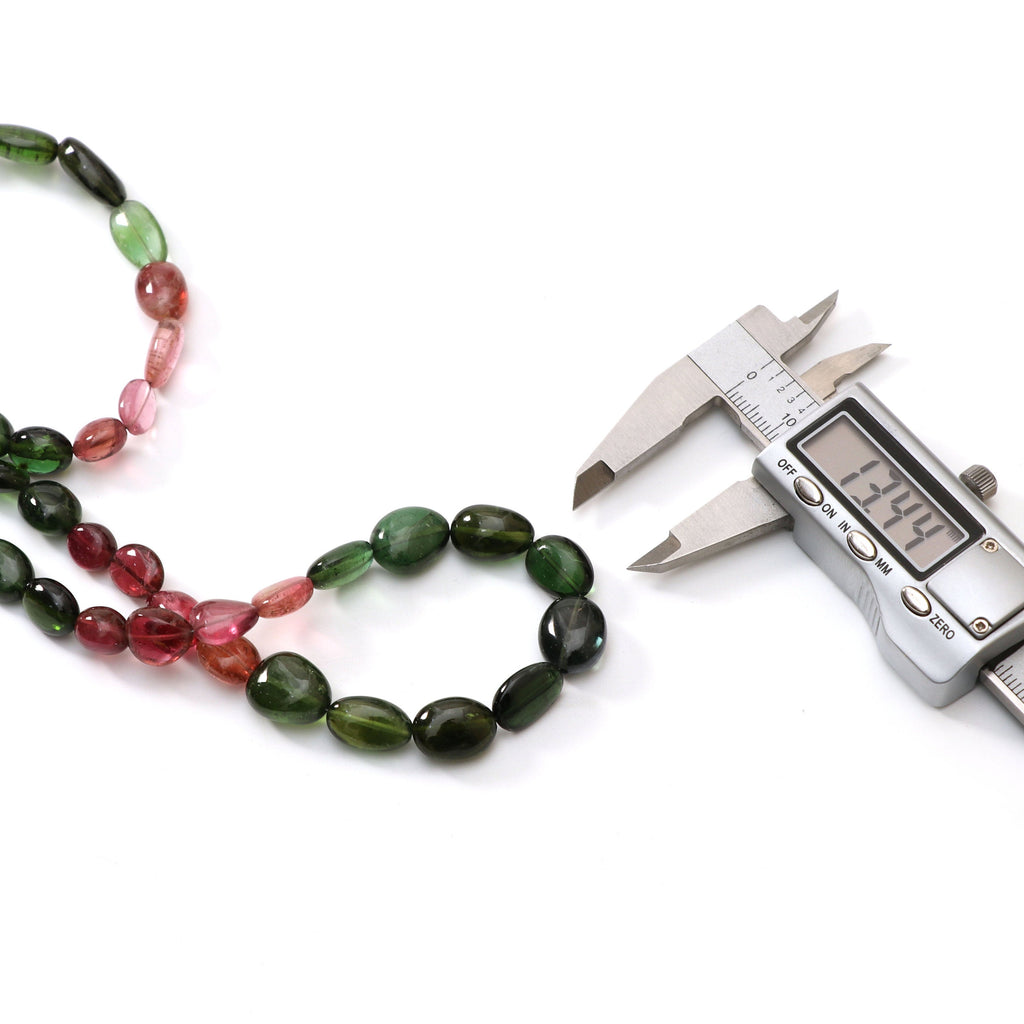 Natural Multi Tourmaline Smooth Tumble Beads | Unique Tourmaline | 7.5x9 mm to 9.5x13.5 mm | 8 Inch/ 18 Inch Full Strand | Price Per Strand - National Facets, Gemstone Manufacturer, Natural Gemstones, Gemstone Beads