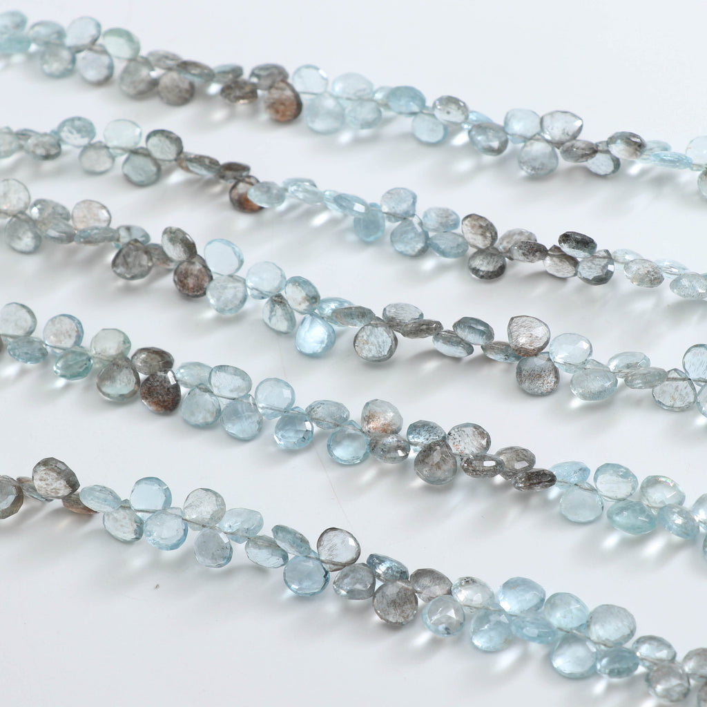 Natural Aquamarine Smooth Heart Beads, Aquamarine Smooth- 7x7 mm to 7x7 mm Aquamarine Heart -Gem Quality,8 Inch Full Strand,Price Per Strand - National Facets, Gemstone Manufacturer, Natural Gemstones, Gemstone Beads