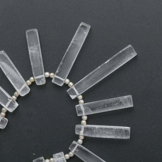 クリスタル スムース ロング スライス、14x5 ～ 25x5 mm、クリスタル ジュエリー メイキング ビーズ、5 インチ、1 ストランドあたりの価格
